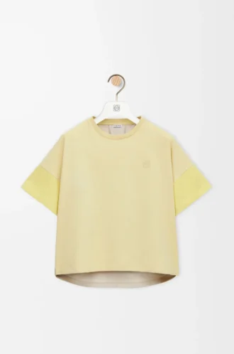 Boxy fit T-shirt in cotton and silk Pale Grey/Light Citrine