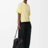 Boxy fit T-shirt in cotton and silk Pale Grey/Light Citrine Boxy fit T-shirt in cotton and silk Pale Grey/Light Citrine