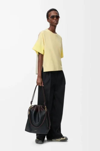 Boxy fit T-shirt in cotton and silk Pale Grey/Light Citrine