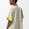 Boxy fit T-shirt in cotton and silk Pale Grey/Light Citrine Boxy fit T-shirt in cotton and silk Pale Grey/Light Citrine