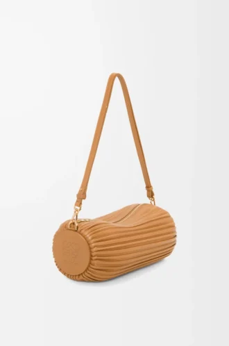 Bracelet Pouch in pleated nappa lambskin Warm Desert