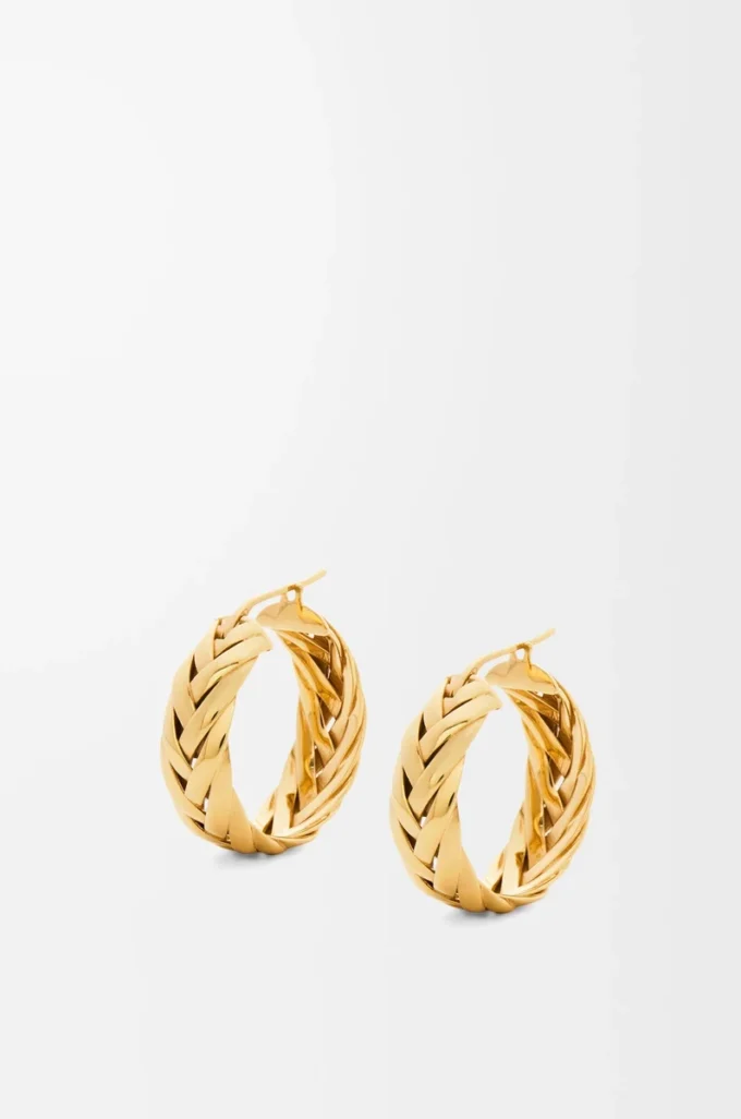 Braided hoop earrings in sterling silver Gold Braided hoop earrings in sterling silver Gold