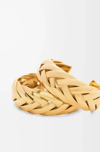 Braided hoop earrings in sterling silver Gold