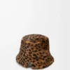 Bucket hat in printed shearling Beige/Brown Bucket hat in printed shearling Beige/Brown