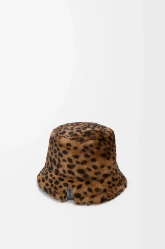 Bucket hat in printed shearling Beige/Brown