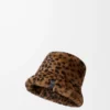 Bucket hat in printed shearling Beige/Brown Bucket hat in printed shearling Beige/Brown