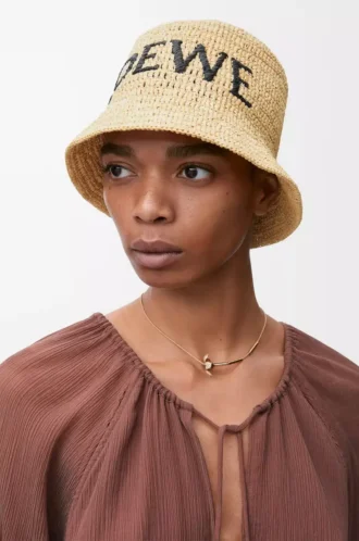 Bucket hat in raffia Natural