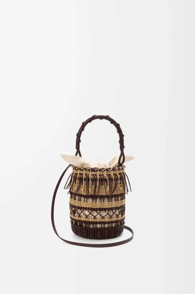 Bucket in cord and leather Dark Brown/Multicolor Bucket in cord and leather Dark Brown/Multicolor