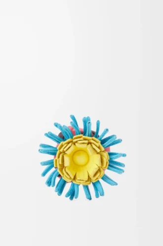 Cactus stud flower in classic calfskin Pink/Blue