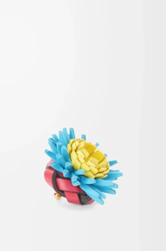 Cactus stud flower in classic calfskin Pink/Blue