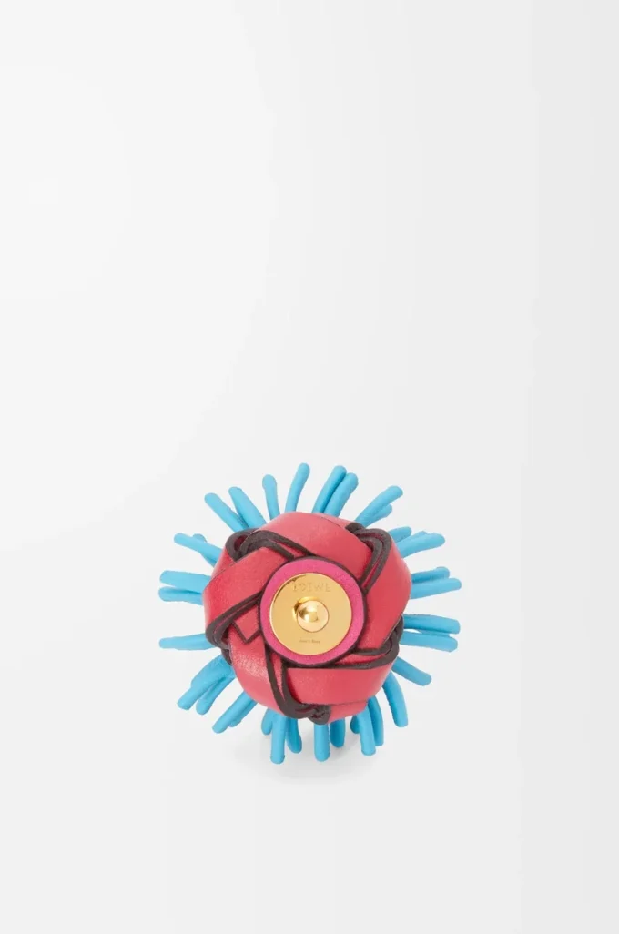 Cactus stud flower in classic calfskin Pink/Blue