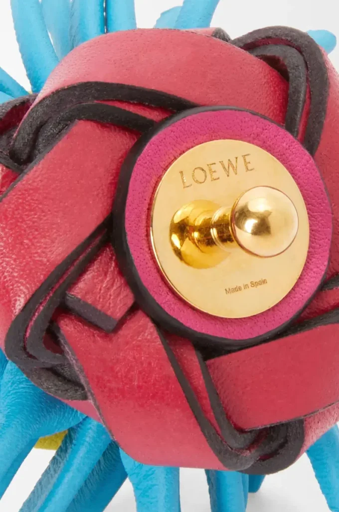 Cactus stud flower in classic calfskin Pink/Blue