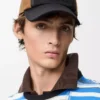 Camp cap in canvas and suede Black/Dark Gold