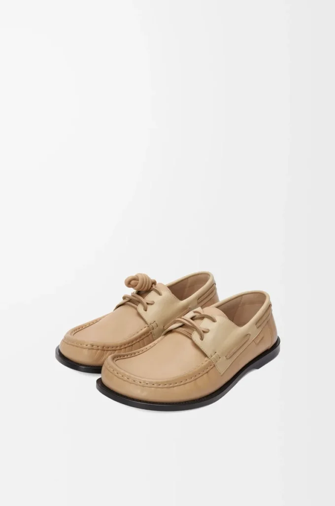 Campo boat shoe in soft calfskin Sand/Cinnamon Campo boat shoe in soft calfskin Sand/Cinnamon