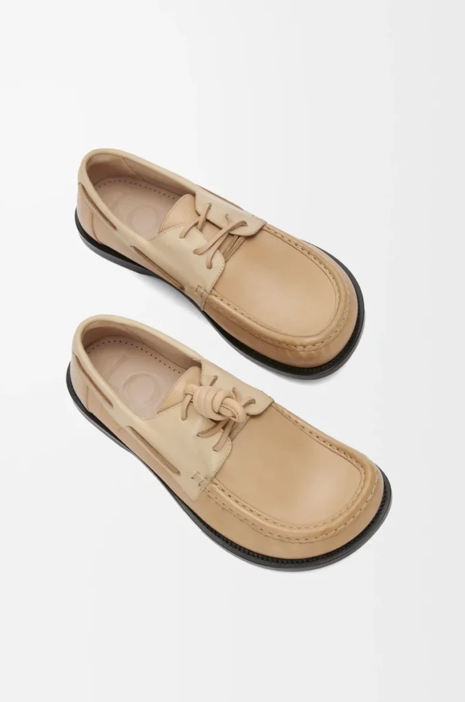 Campo boat shoe in soft calfskin Sand/Cinnamon Campo boat shoe in soft calfskin Sand/Cinnamon