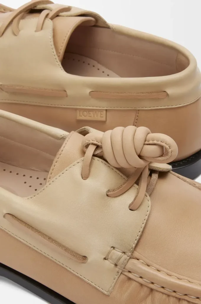 Campo boat shoe in soft calfskin Sand/Cinnamon Campo boat shoe in soft calfskin Sand/Cinnamon