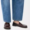 Campo flap back loafer in embossed calfskin and nappa lambskin Dark Brown/Black Campo flap back loafer in embossed calfskin and nappa lambskin Dark Brown/Black