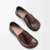 Campo flap back loafer in embossed calfskin and nappa lambskin Dark Brown/Black Campo flap back loafer in embossed calfskin and nappa lambskin Dark Brown/Black
