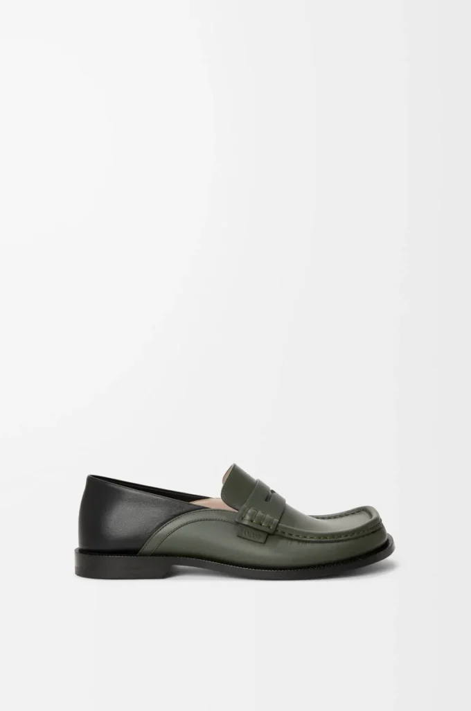 Campo flap back loafer in waxy calfskin Sage/Black Campo flap back loafer in waxy calfskin Sage/Black