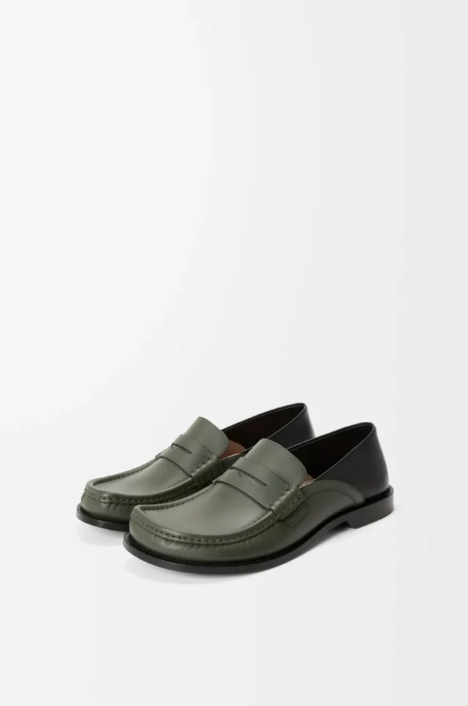 Campo flap back loafer in waxy calfskin Sage/Black Campo flap back loafer in waxy calfskin Sage/Black