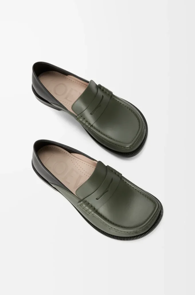 Campo flap back loafer in waxy calfskin Sage/Black Campo flap back loafer in waxy calfskin Sage/Black