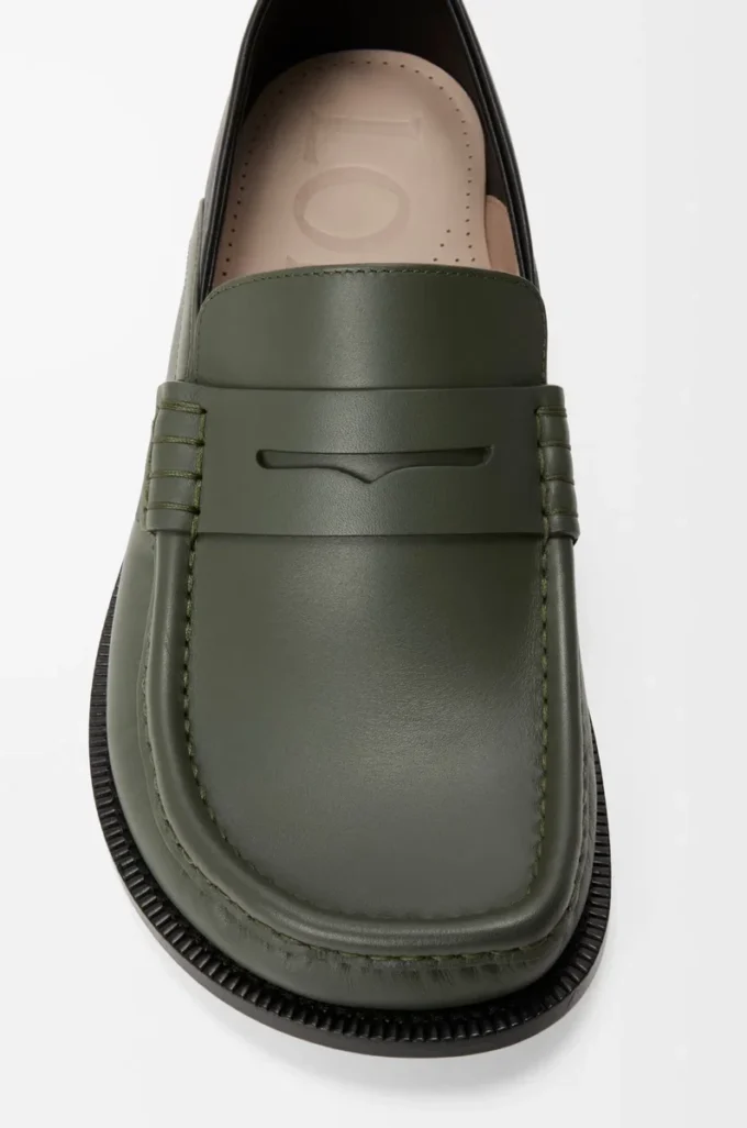Campo flap back loafer in waxy calfskin Sage/Black Campo flap back loafer in waxy calfskin Sage/Black