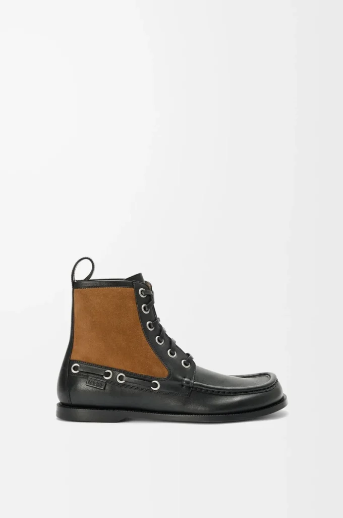 Campo loafer bootie in calfskin and suede calfskin Black/Chocolate Campo loafer bootie in calfskin and suede calfskin Black/Chocolate