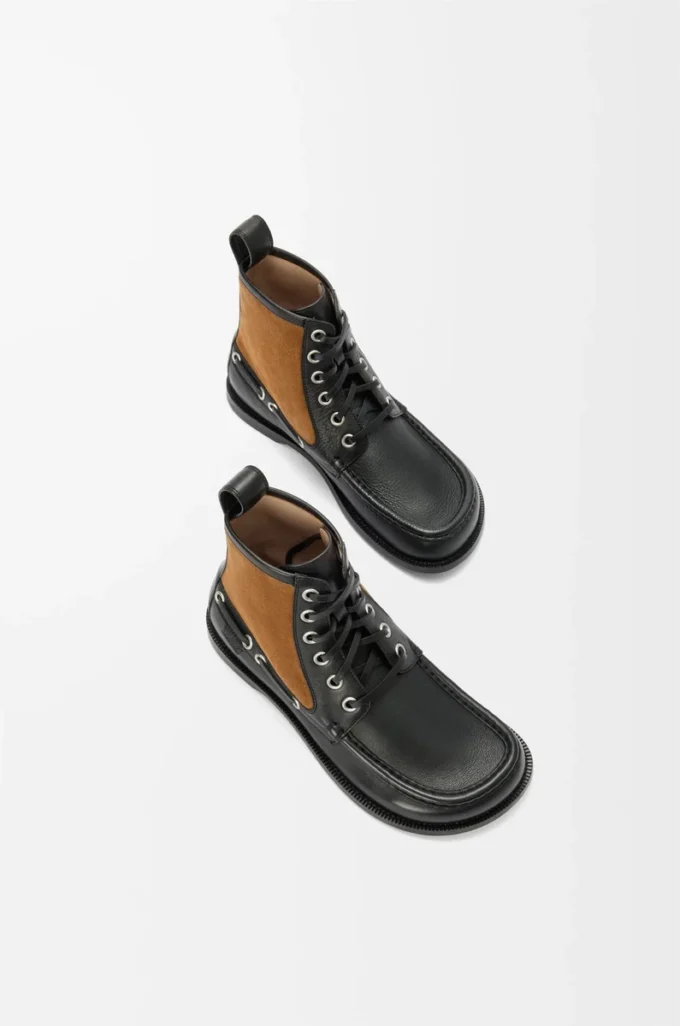 Campo loafer bootie in calfskin and suede calfskin Black/Chocolate Campo loafer bootie in calfskin and suede calfskin Black/Chocolate