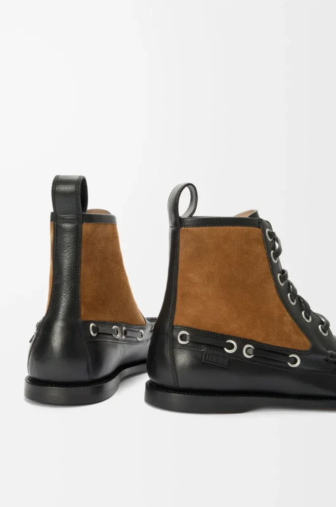 Campo loafer bootie in calfskin and suede calfskin Black/Chocolate Campo loafer bootie in calfskin and suede calfskin Black/Chocolate