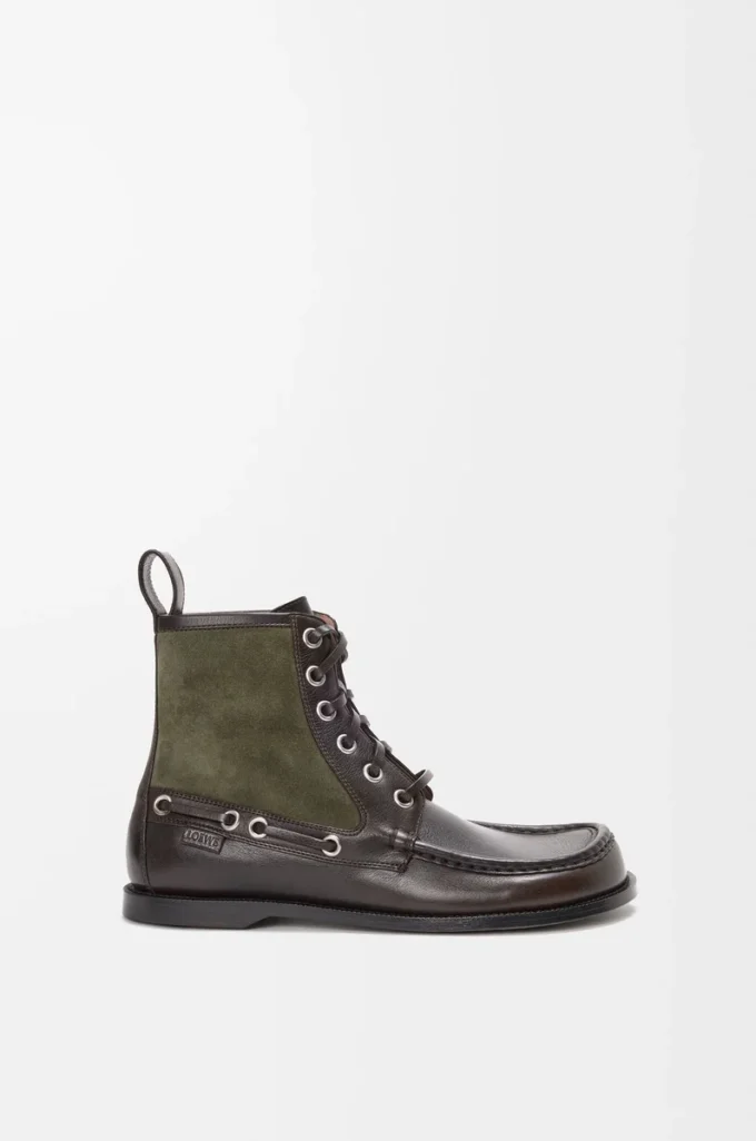 Campo loafer bootie in calfskin and suede calfskin Dark Brown/Green Campo loafer bootie in calfskin and suede calfskin Dark Brown/Green