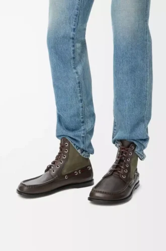 Campo loafer bootie in calfskin and suede calfskin Dark Brown/Green