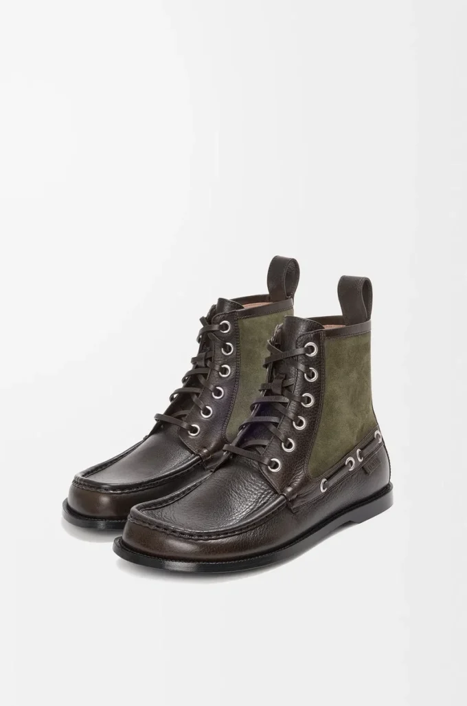 Campo loafer bootie in calfskin and suede calfskin Dark Brown/Green Campo loafer bootie in calfskin and suede calfskin Dark Brown/Green