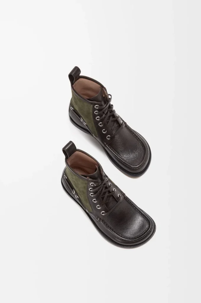 Campo loafer bootie in calfskin and suede calfskin Dark Brown/Green Campo loafer bootie in calfskin and suede calfskin Dark Brown/Green