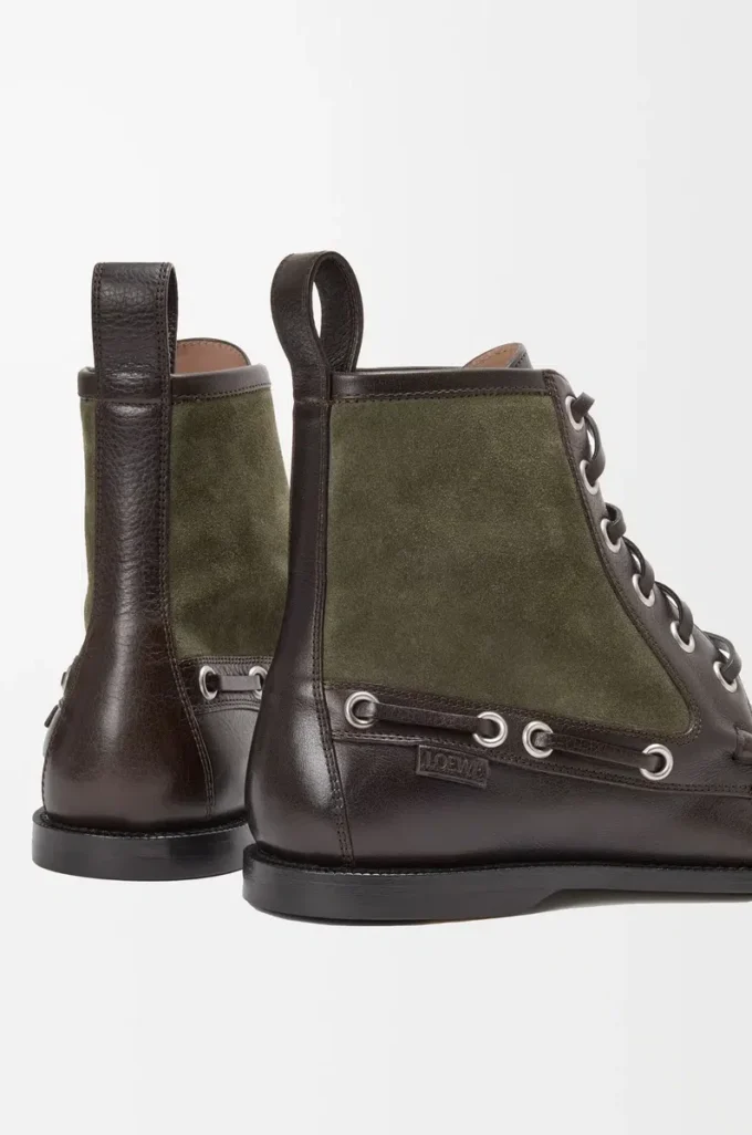 Campo loafer bootie in calfskin and suede calfskin Dark Brown/Green Campo loafer bootie in calfskin and suede calfskin Dark Brown/Green