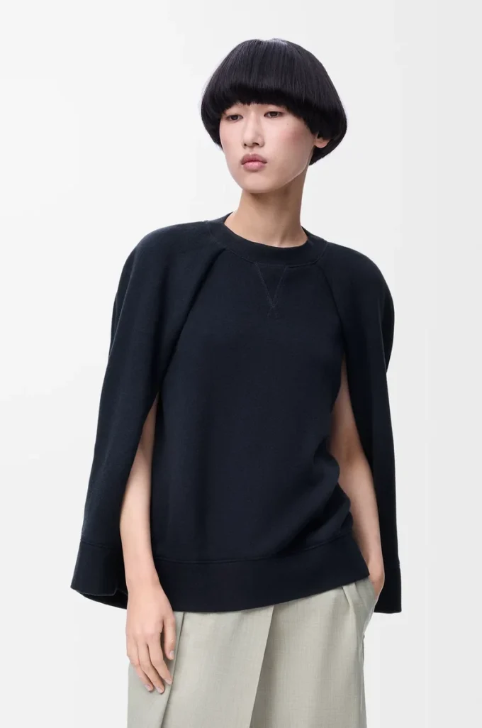Cape sweatshirt in cotton blend Midnight Blue