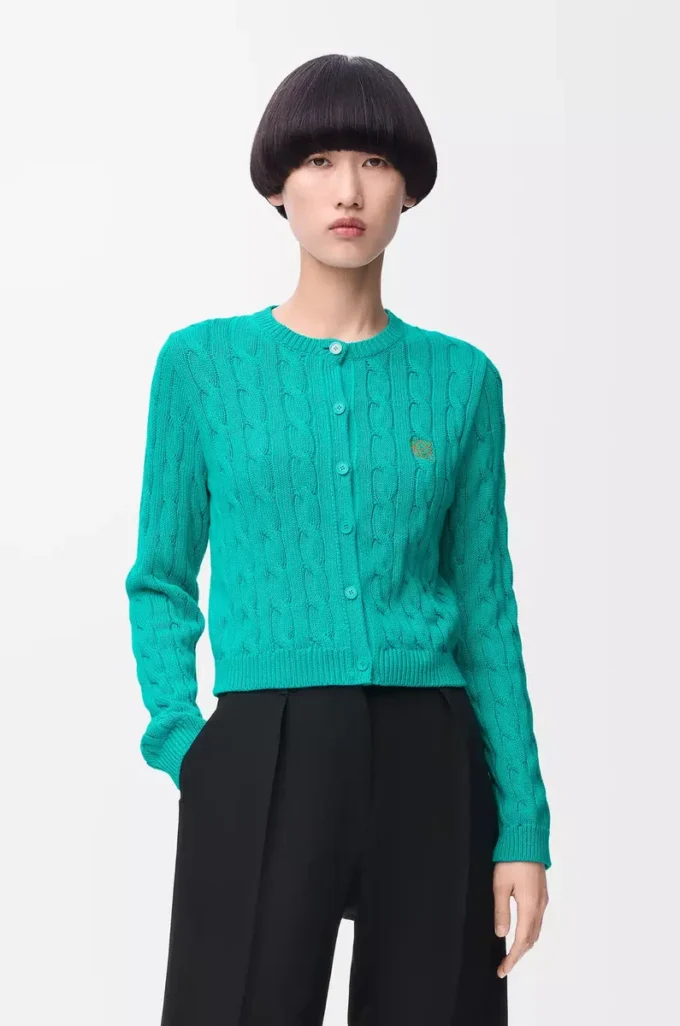 Cardigan in cotton Turquoise Cardigan in cotton Turquoise
