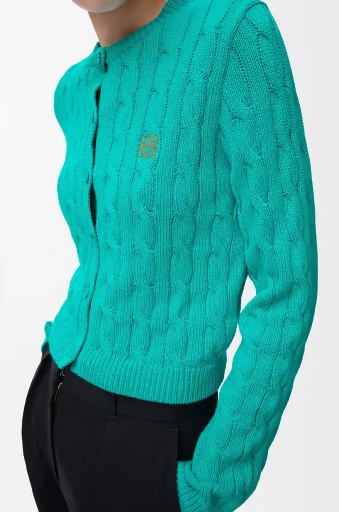 Cardigan in cotton Turquoise Cardigan in cotton Turquoise