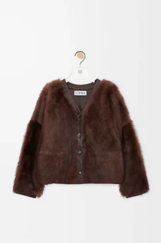 Cardigan in shearling Brown
