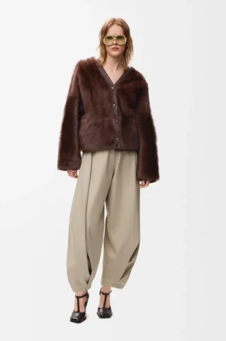 Cardigan in shearling Brown