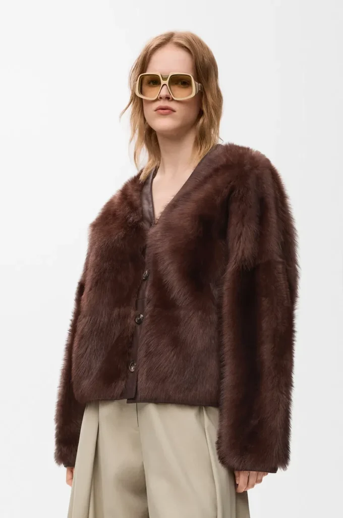 Cardigan in shearling Brown Cardigan in shearling Brown