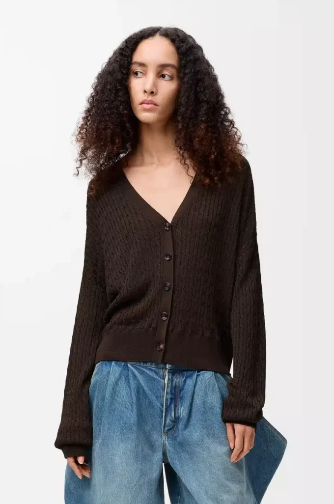 Cardigan in viscose Dark Brown Cardigan in viscose Dark Brown