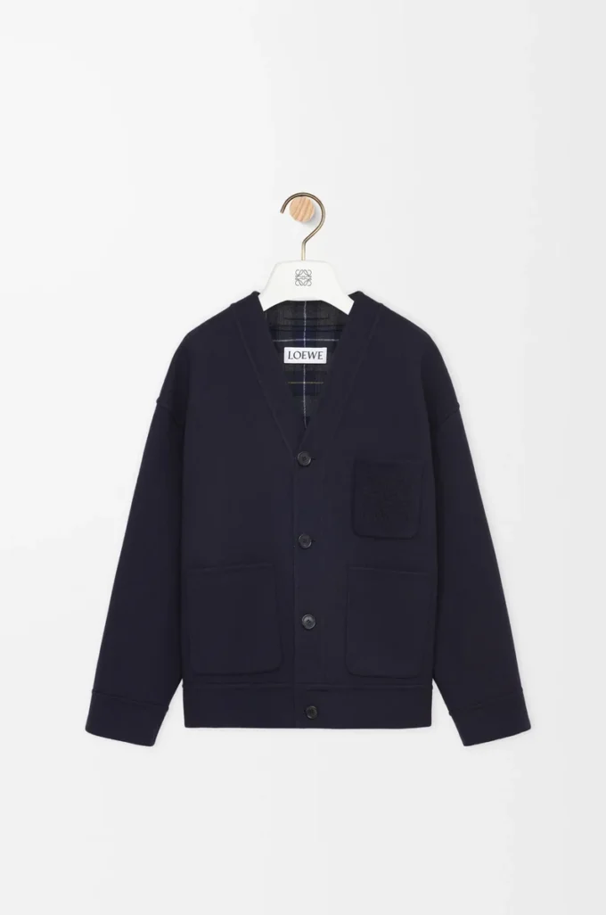 Cardigan in wool and cashmere Navy/Grey Cardigan in wool and cashmere Navy/Grey