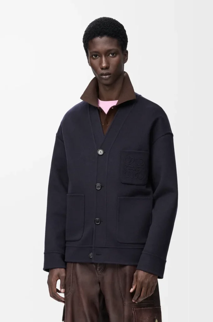 Cardigan in wool and cashmere Navy/Grey Cardigan in wool and cashmere Navy/Grey