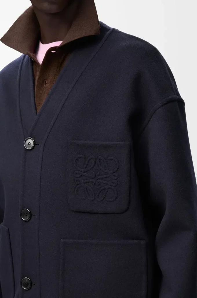 Cardigan in wool and cashmere Navy/Grey Cardigan in wool and cashmere Navy/Grey