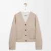 Cardigan in wool and cashmere Sandstone/White Cardigan in wool and cashmere Sandstone/White