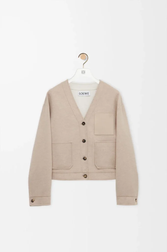 Cardigan in wool and cashmere Sandstone/White Cardigan in wool and cashmere Sandstone/White