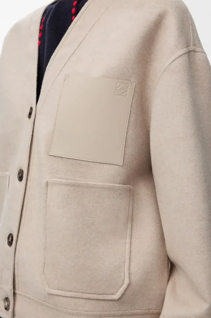 Cardigan in wool and cashmere Sandstone/White Cardigan in wool and cashmere Sandstone/White