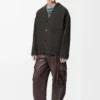 Cardigan in wool and silk Khaki Brown/Blue Cardigan in wool and silk Khaki Brown/Blue