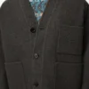 Cardigan in wool and silk Khaki Brown/Blue Cardigan in wool and silk Khaki Brown/Blue