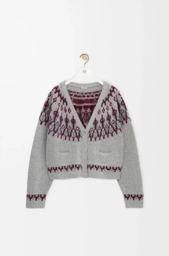 Cardigan in wool blend Light Grey/Multicolor